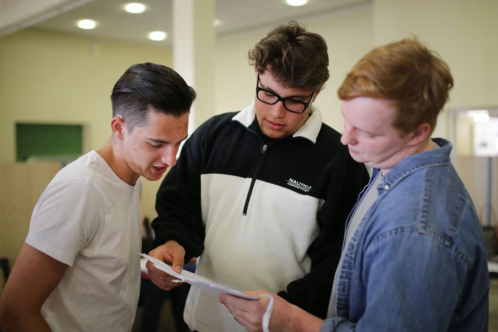 students from cheadle hulme school discuss their 2016 A Level exam results