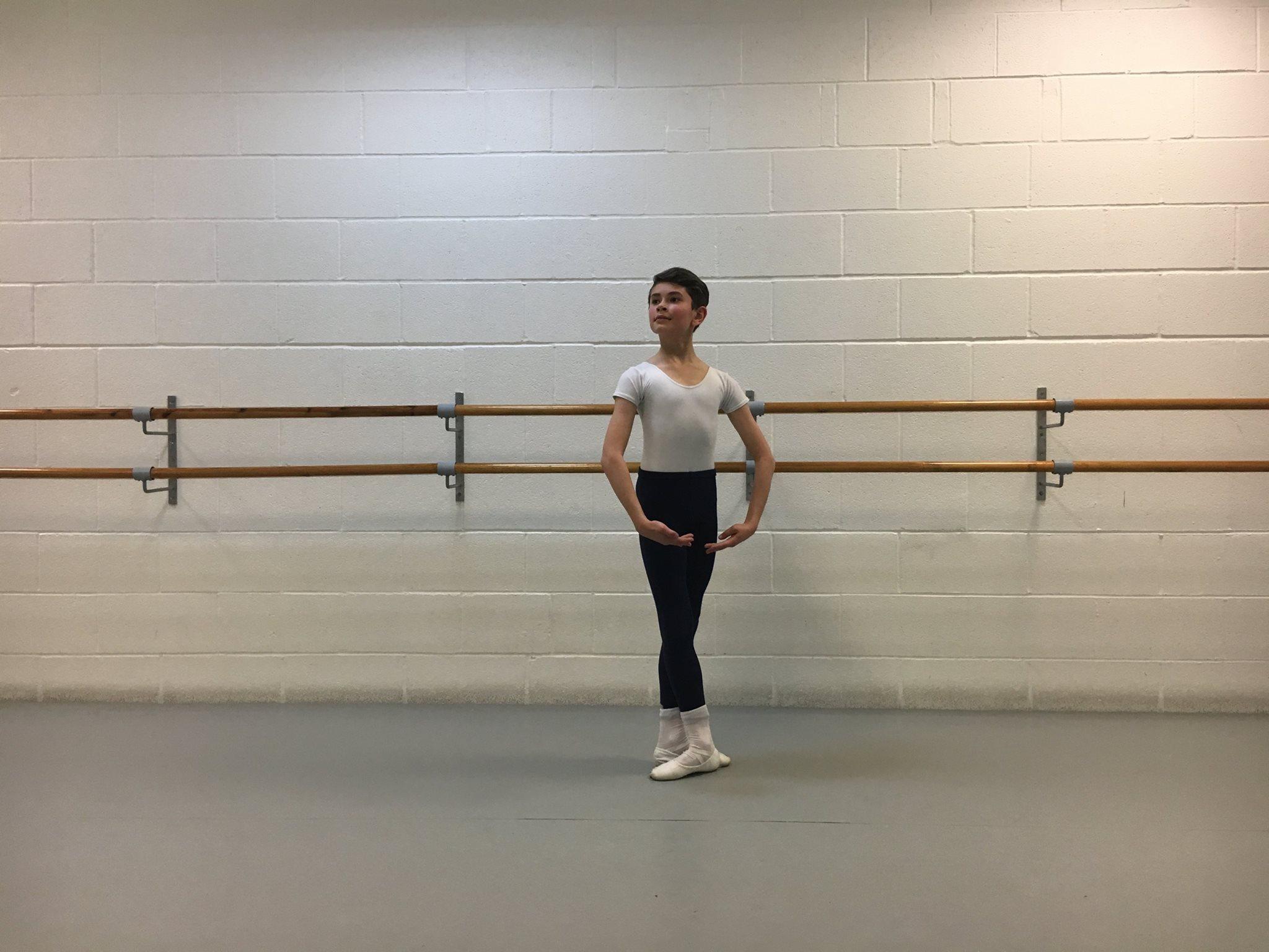 cheadle hulme school student joe dances in the centre pointe studio before being selected to join London's Royal Ballet School 