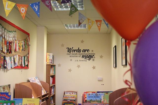 New CHS Infant Library view of cheadle hulme school's colourful new infant library full of books and inspirational quotes