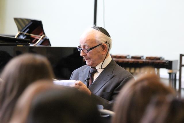 Sixth form students at Cheadle hulme school are visited by holocaust survivor Chaim Ferster during Holocaust Awarness day week who told his story of survival