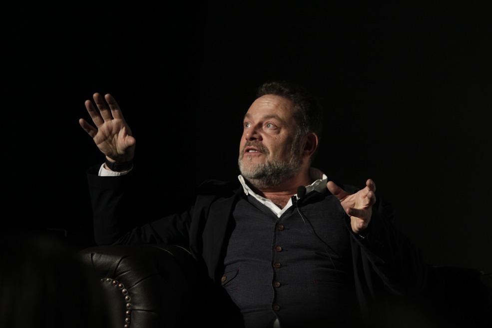actor comedian and writer John Thomson talks at Cheadle Hulme School's ChEd Talk