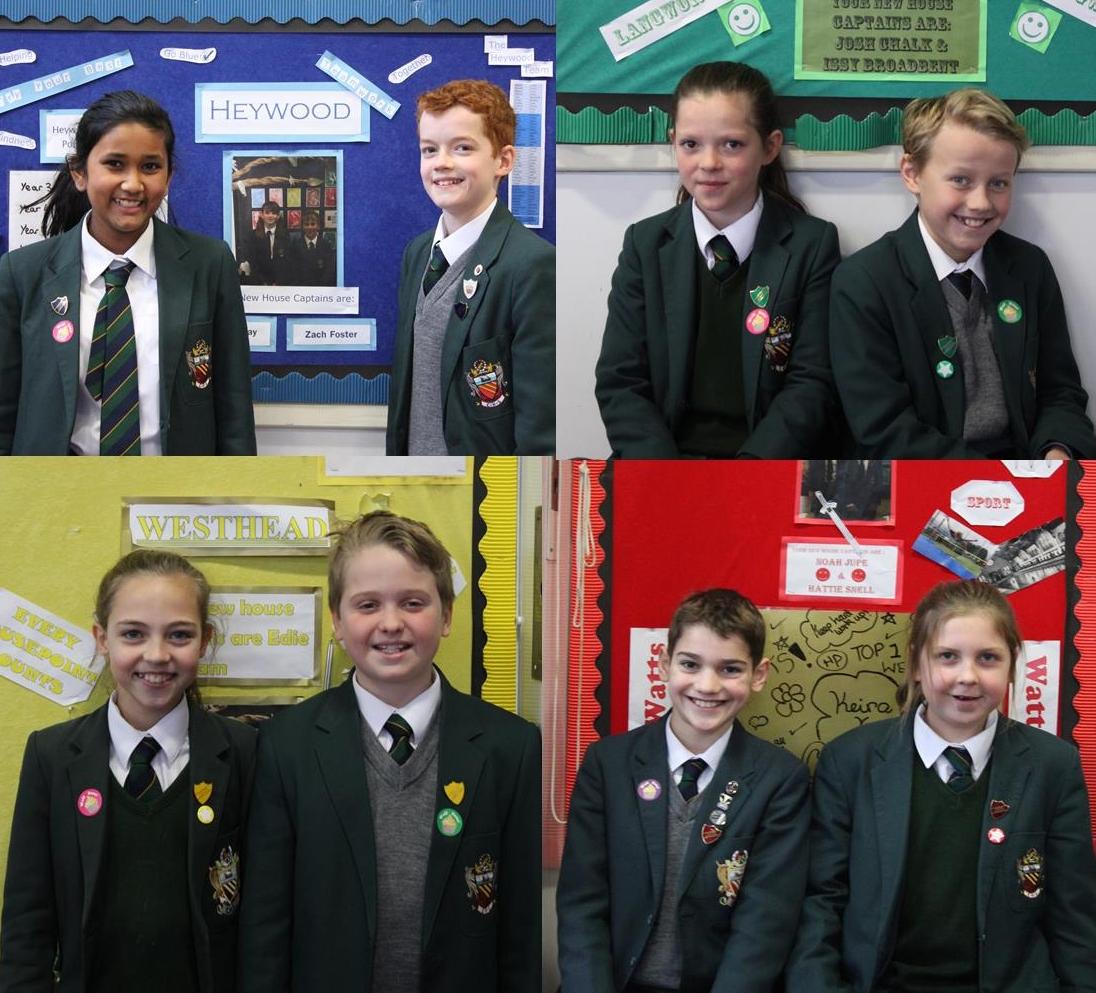 cheadle hulme school junior pupils in Year 6 elected as house captains in the school spring elections proudly display their badges and house noticeboards
