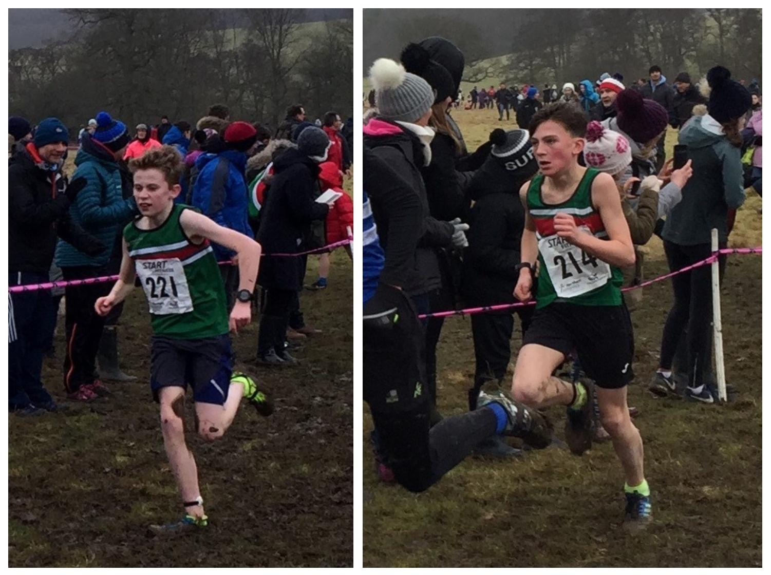 CHS runners Charlie and Archie cheadle hulme school cross country runners charlie and archie at the North West Cross Country Championships for Sal Harriers