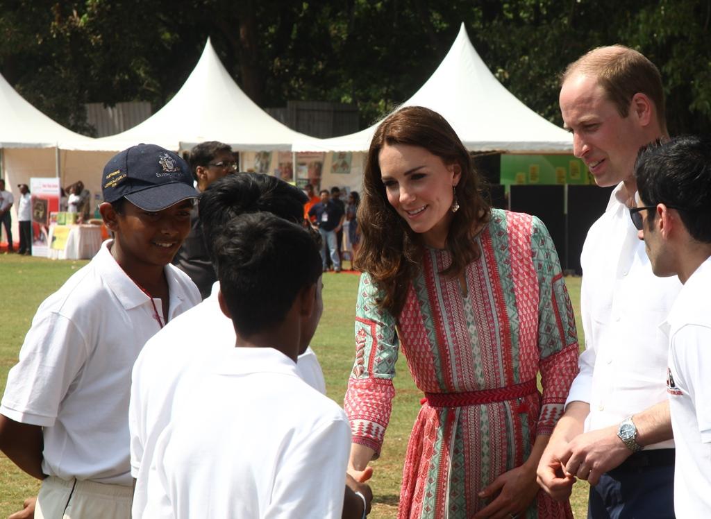 young Indian cricketer Prithvi Shaw who studied briefly at cheadle hulme school as part of the UK based charity cricket Beyond boundaries meets the duke and duchess of Cambridge in Mumbai